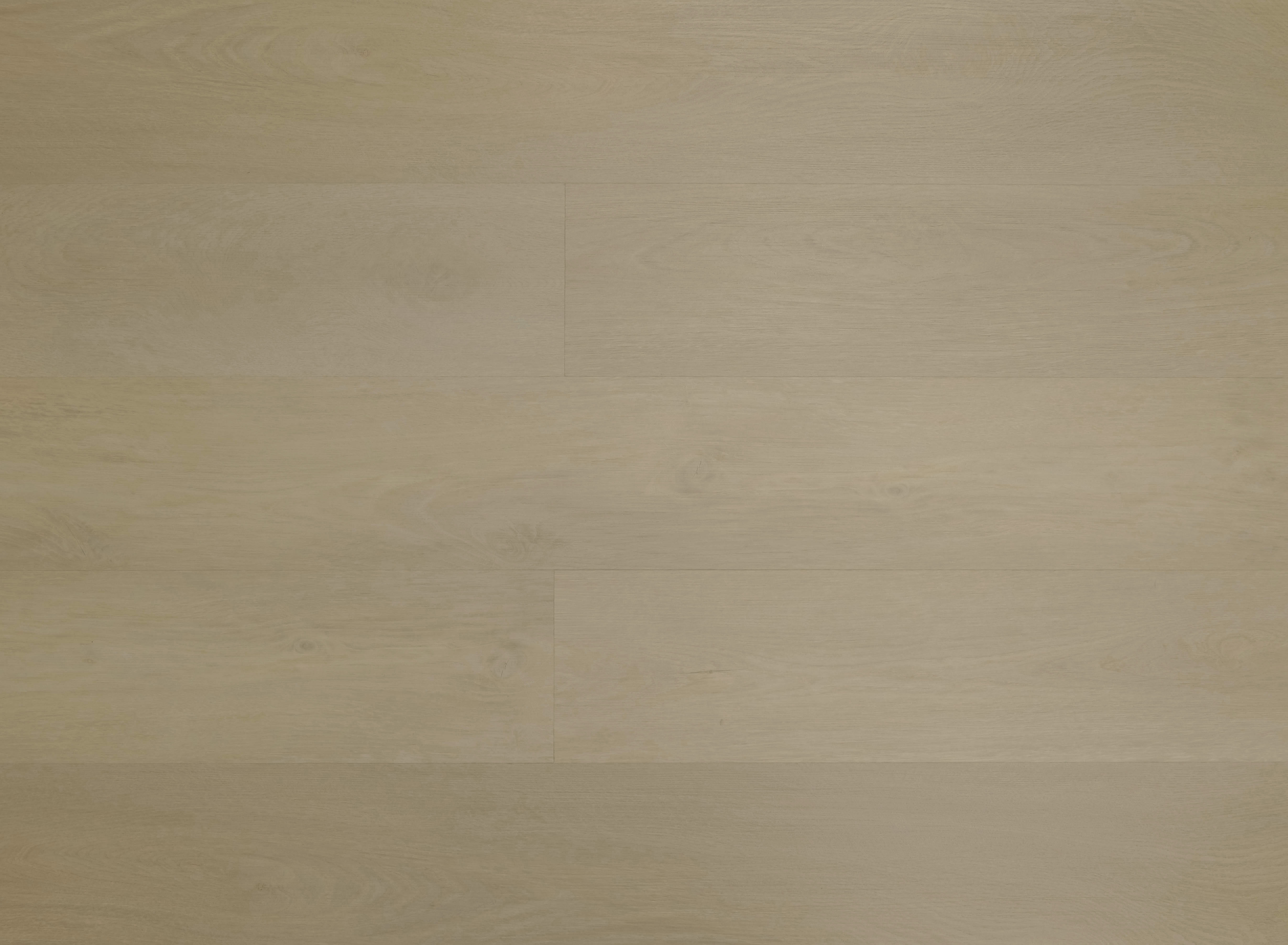 Bow Port vinyl flooring, close-up of pale beige wood-look planks with soft, fine grain and a visible plank seam