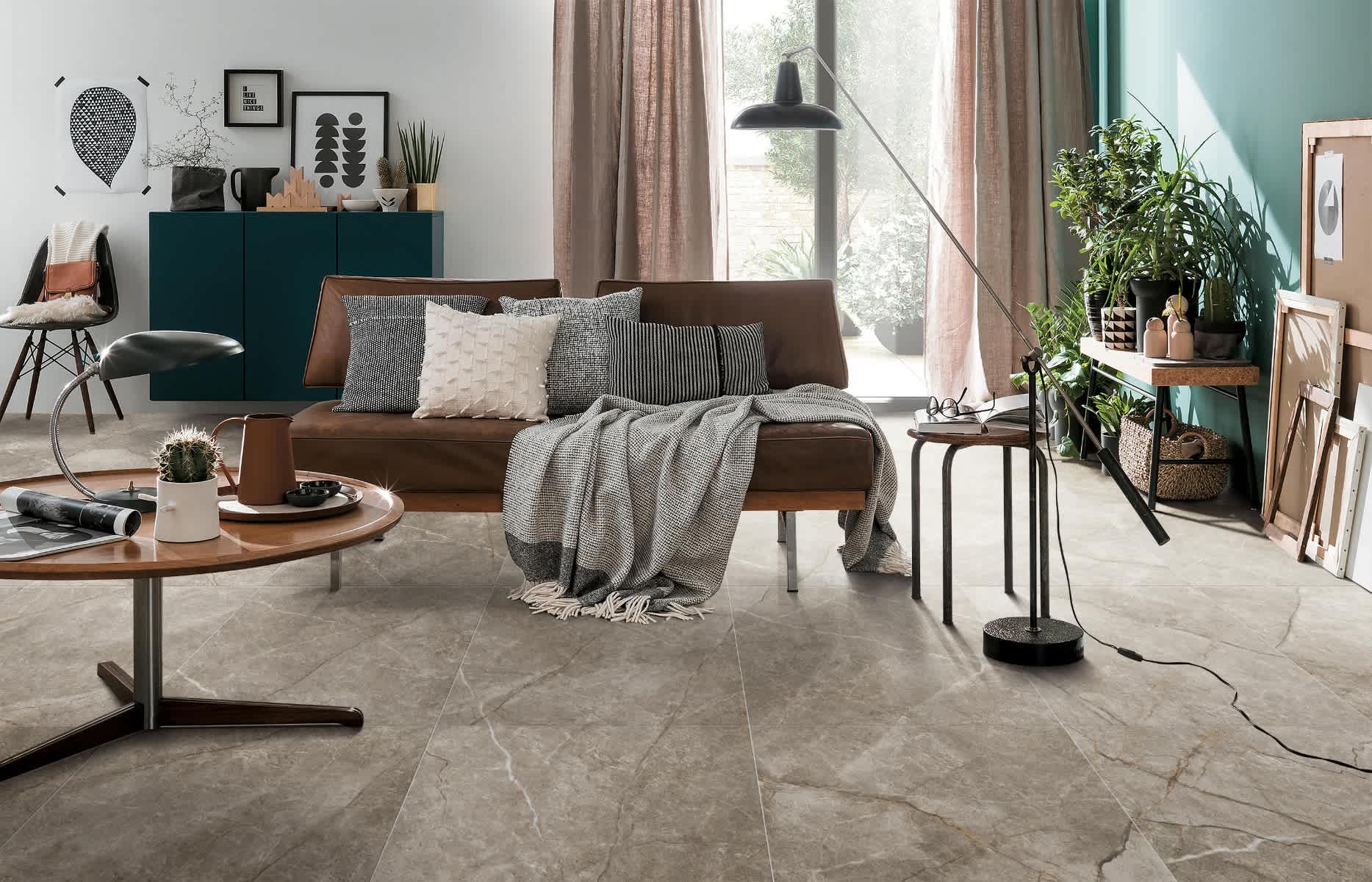 Eterna porcelain tile collection installed in modern bedroom — Stone Tile