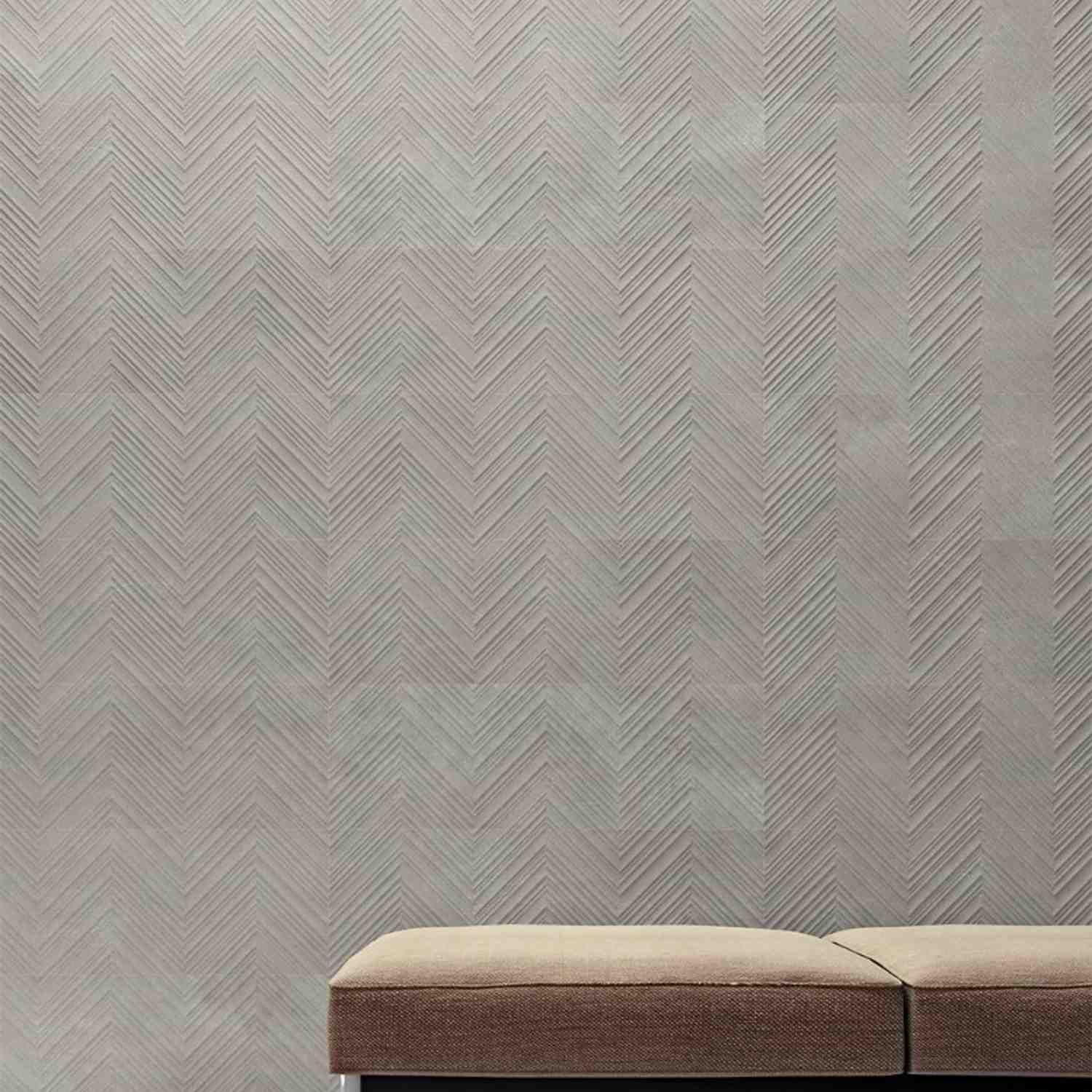 Warm Grey Herringbone Chevron Porcelain Wall Tile Surface Detail