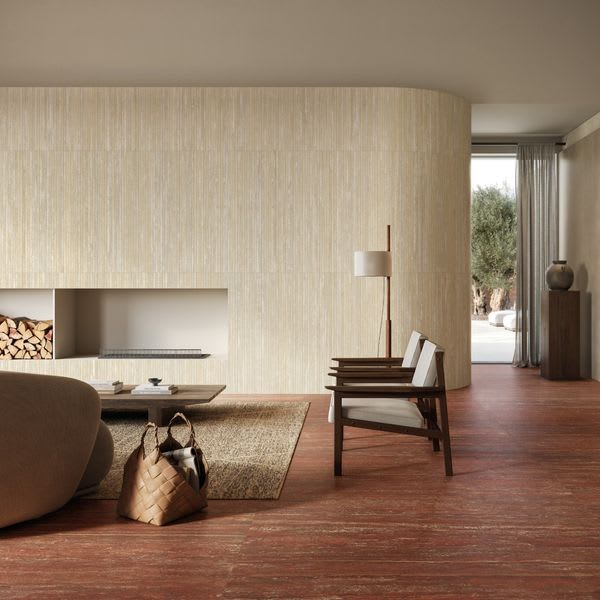 I Travertini Beige Porcelain Tile Living Room Interior Thumbnail