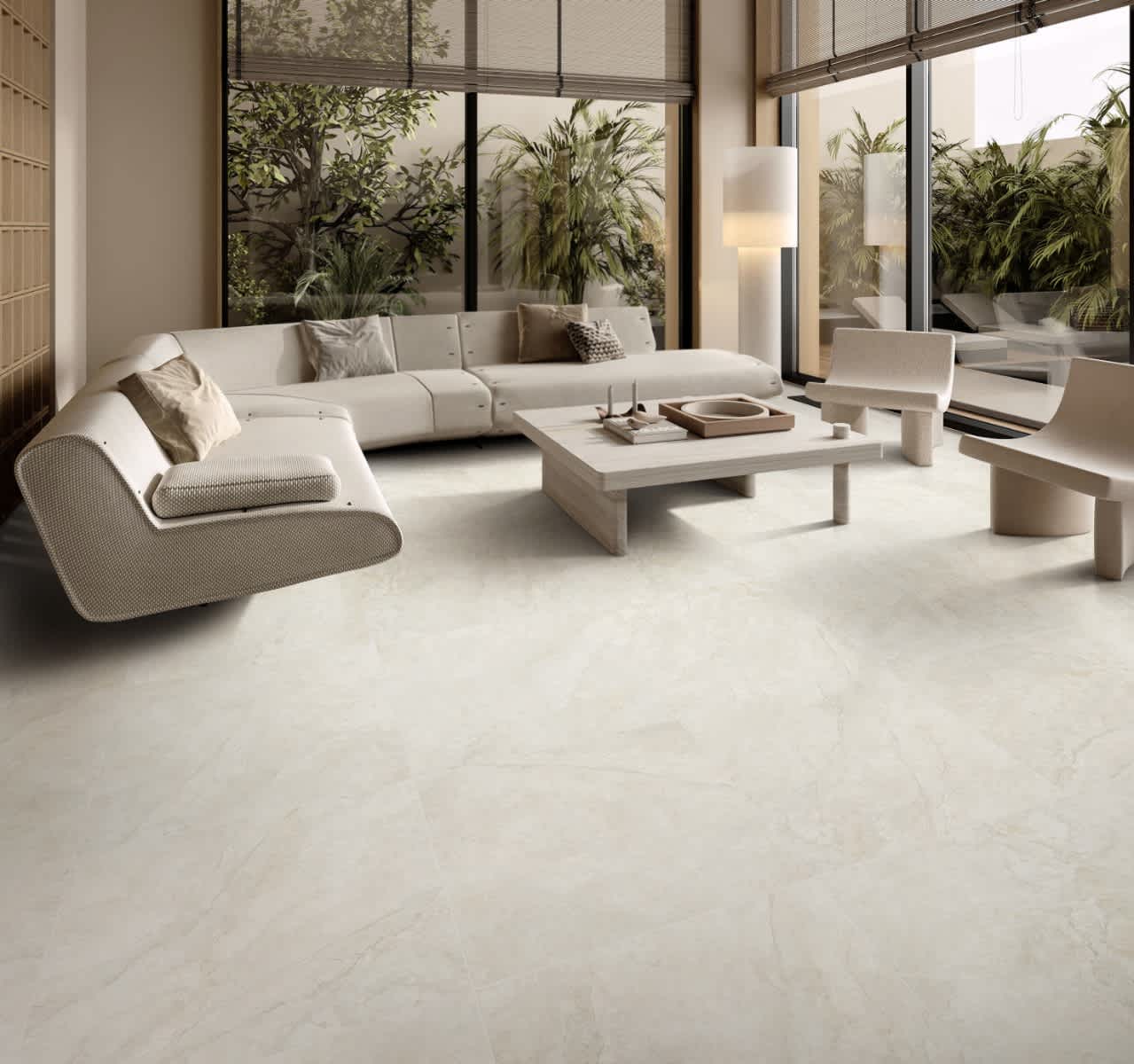 Lakestone Natural matte porcelain tile installed in modern interior — Stone Tile