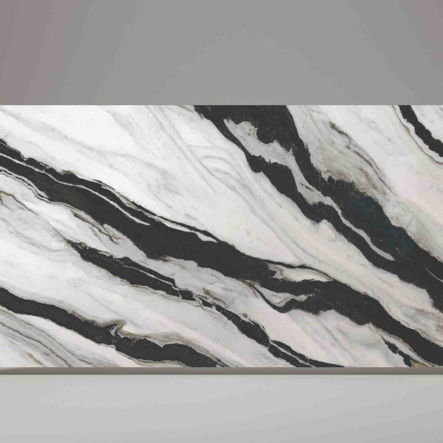 Level Porcelain Stoneware Panda Marble-Look Slab with Black and White Veining