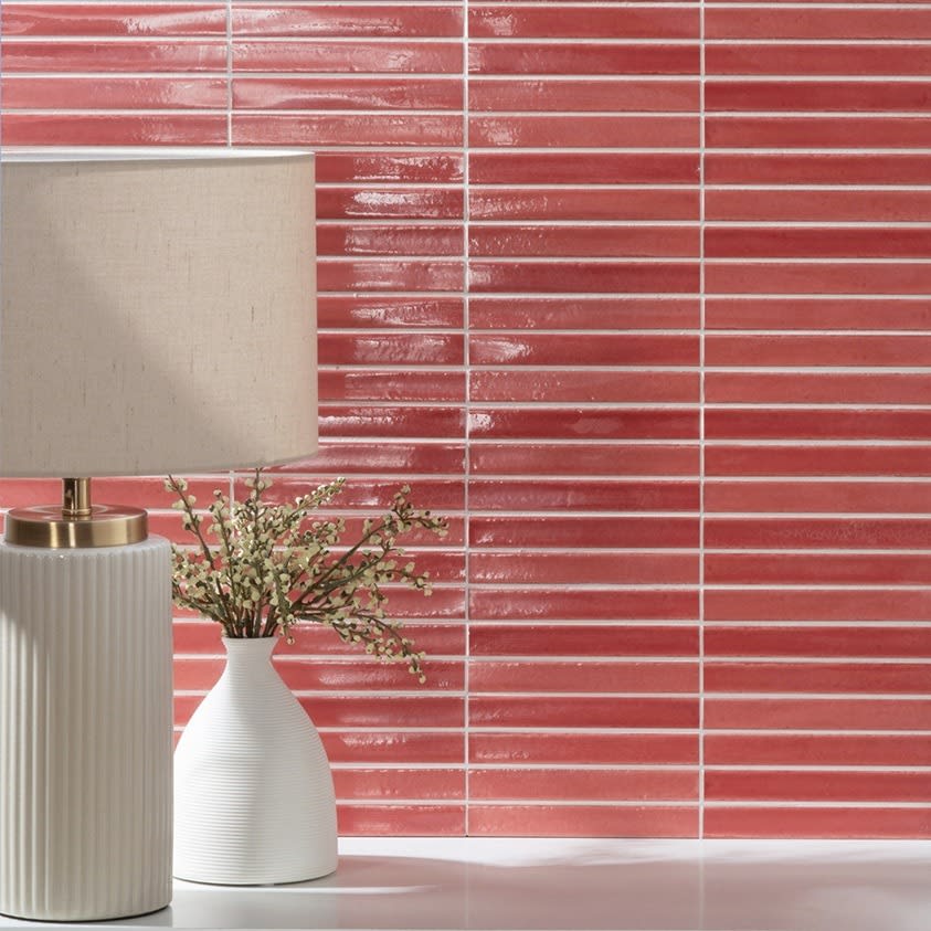 Short Stick Mosaic Ceramic Wild Coralito Crackle Glaze Wall Tile in Bathroom