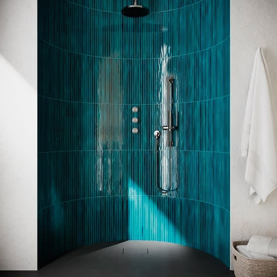 Long Stick Mosaic Ceramic Sapphire Crackle Glaze Wall Tile in Shower