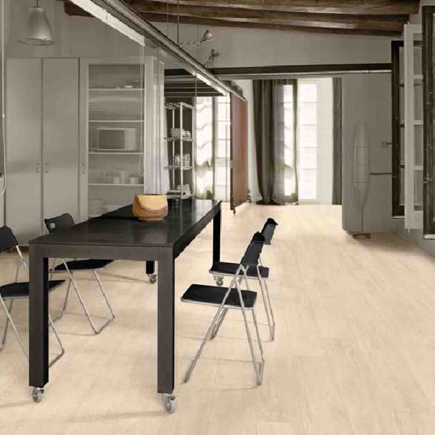Parquet Noce Wood-Look Porcelain Plank Floor Tile in Modern Interior