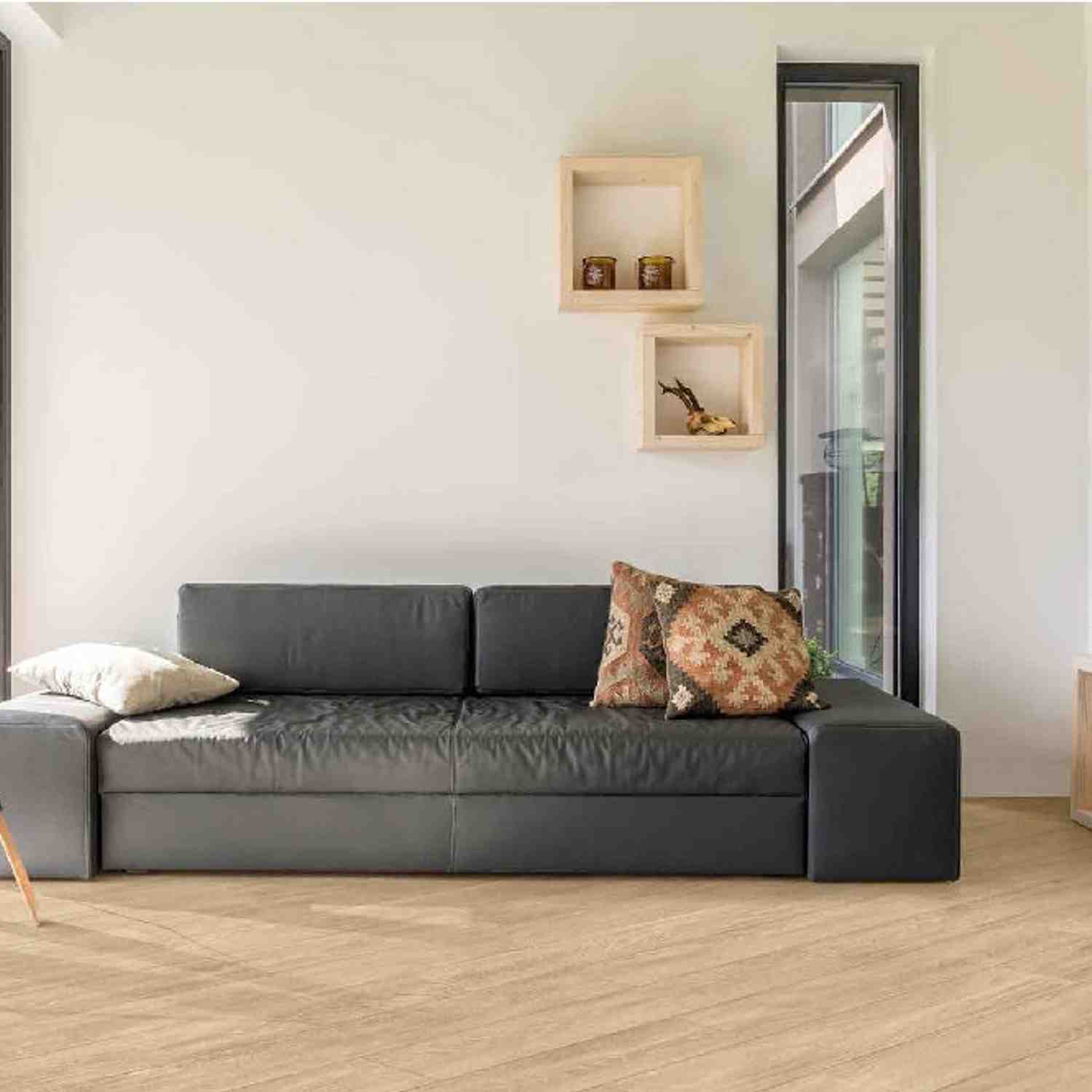 Parquet Sbiancato Light Wood-Look Porcelain Plank Floor Tile Living Space