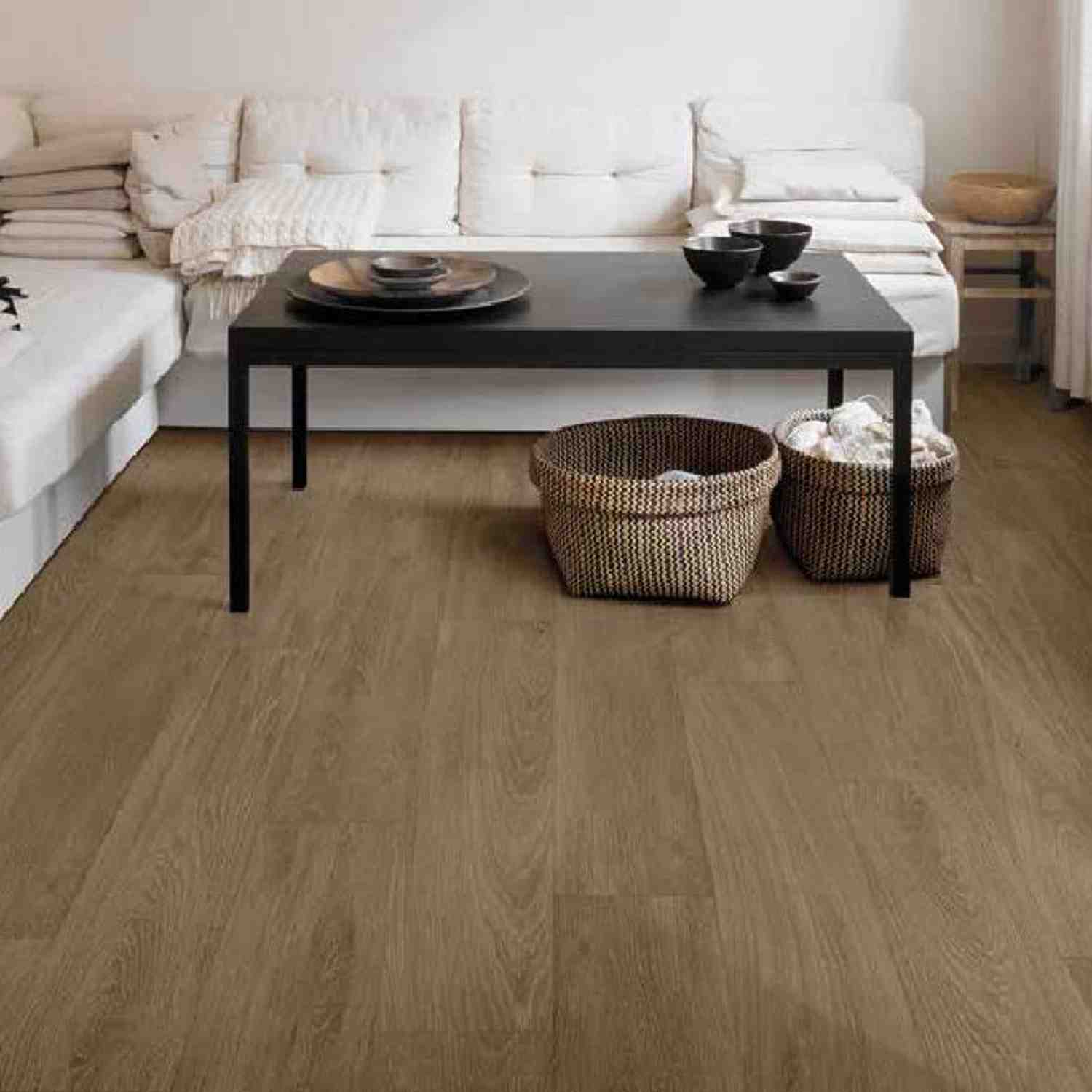 Parquet Naturale Wood-Look Porcelain Plank Floor Tile Bedroom Setting