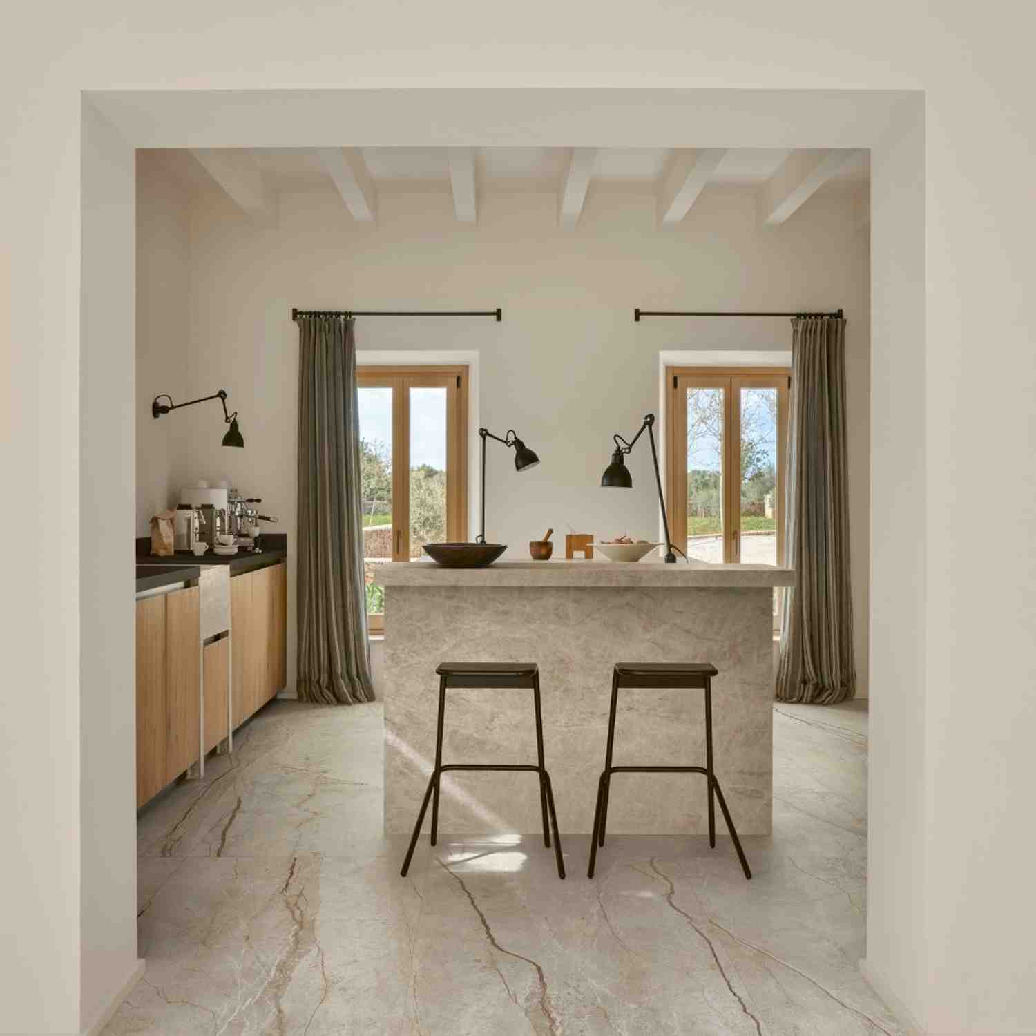Silver Root Grey Marble-Look Porcelain Tile Bedroom Feature Wall